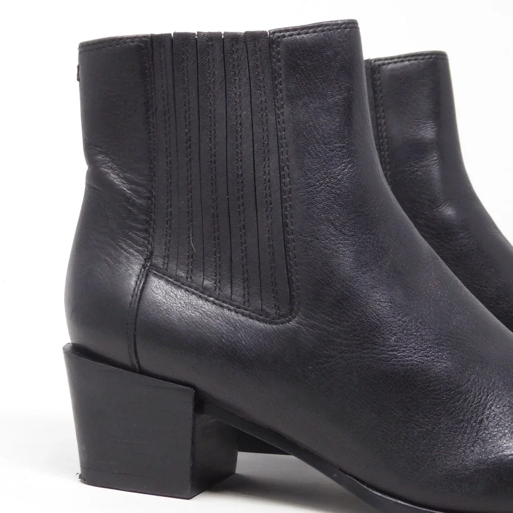 Rag & Bone Womens Rover Bootie Black Leather Pointed Toe Ankle Boots 36.5 / 6.5
